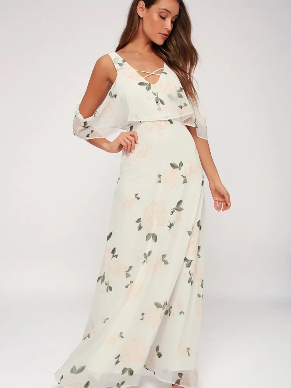 Lulus The Very Thought of You White Floral Dress